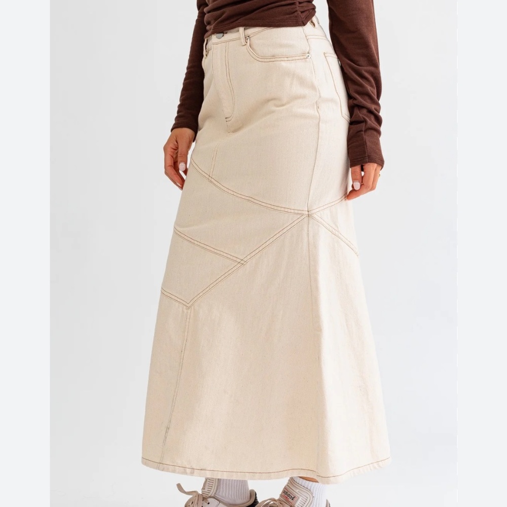 Lelis white denim Once Upon A Time Maxi Skirt